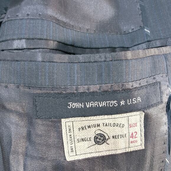 John Varvatos Men's Delancy Wool 2-Button Jacket Blazer Blue Pinstripe Size 42 R - Picture 7 of 11